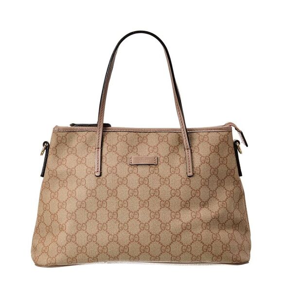 Gucci Taupe Gg Supreme Canvas & Leather Small Tote (Authentic Pre-Loved) - Picture 1 of 4